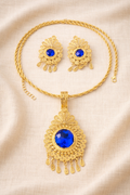 Juego de Collar y Aretes Filigrana con Piedra Azul