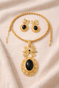 Juego de Collar y Aretes con Ónix Negro